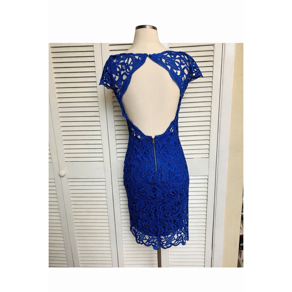 Alice+Olivia XS/2 Clover Lace Backless Dress Bodycon Silk Cocktail Formal Sexy - Picture 3 of 16